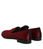 Dolce & Gabbana Red Velvet Slip On Loafers Formal Shoes