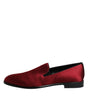 Dolce & Gabbana Red Velvet Slip On Loafers Formal Shoes