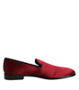 Dolce & Gabbana Red Velvet Slip On Loafers Formal Shoes