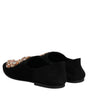 Dolce & Gabbana Black Velvet Embellished Loafer Slip On Shoes