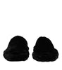 Dolce & Gabbana Black Polyester Velvet Slides Slipper Shoes