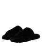 Dolce & Gabbana Black Polyester Velvet Slides Slipper Shoes