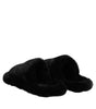 Dolce & Gabbana Black Polyester Velvet Slides Slipper Shoes