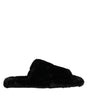 Dolce & Gabbana Black Polyester Velvet Slides Slipper Shoes