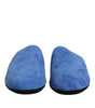Dolce & Gabbana Blue Suede Capra Slides Flat Slipper Shoes