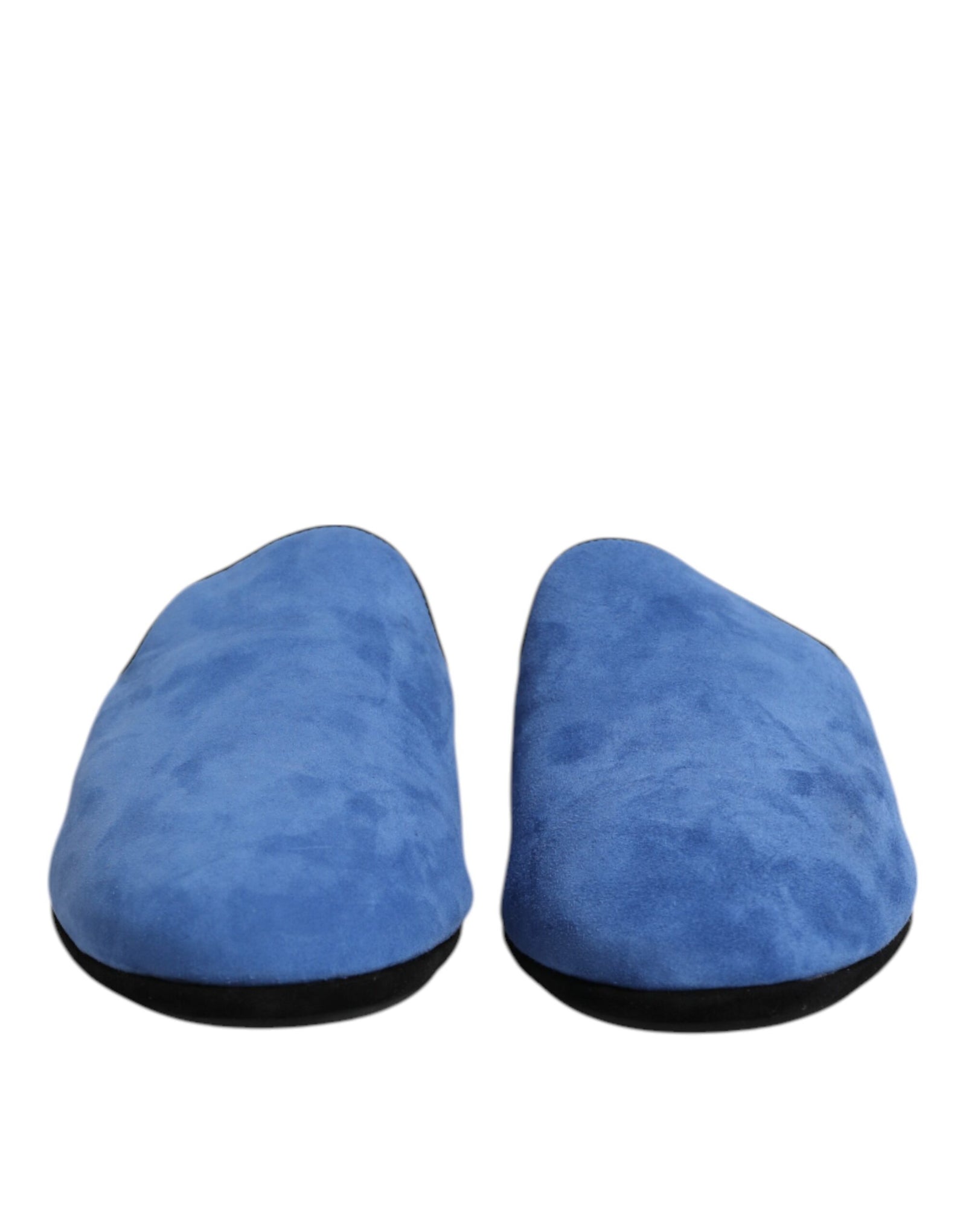 Dolce & Gabbana Blue Suede Capra Slides Flat Slipper Shoes
