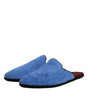 Dolce & Gabbana Blue Suede Capra Slides Flat Slipper Shoes