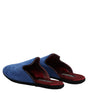 Dolce & Gabbana Blue Suede Capra Slides Flat Slipper Shoes