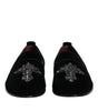 Dolce & Gabbana Black Velvet Embellished Loafer Slip On Shoes