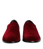 Dolce & Gabbana Red Cotton Velvet Slip On Loafers Formal Shoes