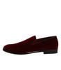 Dolce & Gabbana Red Cotton Velvet Slip On Loafers Formal Shoes