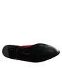 Dolce & Gabbana Black Red Velvet Embellished Slip On Shoes