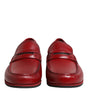 Dolce & Gabbana Red Leather Loafers Moccasins Slip On Shoes
