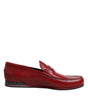 Dolce & Gabbana Red Leather Loafers Moccasins Slip On Shoes