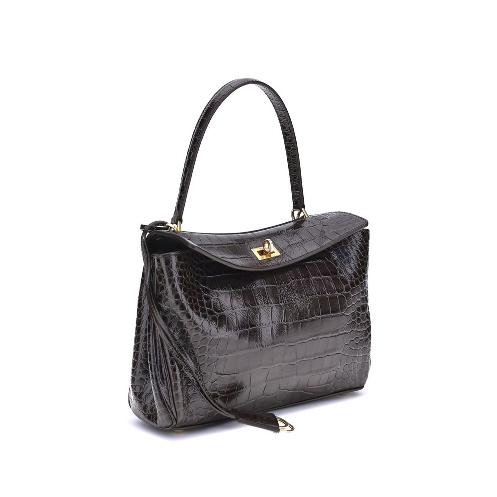 Sac à bandoulière Balenciaga Rodeo en cuir imprimé crocodile