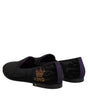 Dolce & Gabbana Black DG Crown Embroidery Loafers Slip On Shoes