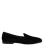 Dolce & Gabbana Black DG Crown Embroidery Loafers Slip On Shoes