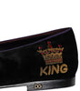 Dolce & Gabbana Black DG Crown Embroidery Loafers Slip On Shoes