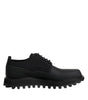 Dolce & Gabbana Black Leather Lace Up Trekking Dress Shoes