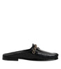 Dolce & Gabbana Black Leather DG Chain Embellished Sandals Shoes