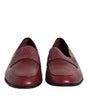 Dolce & Gabbana Burgundy Calfskin Leather Formal Slip On Shoes