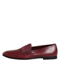 Dolce & Gabbana Burgundy Calfskin Leather Formal Slip On Shoes