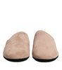 Dolce & Gabbana Beige Capra Suede Slides Flat Slipper Shoes