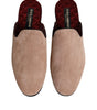 Dolce & Gabbana Beige Capra Suede Slides Flat Slipper Shoes
