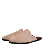 Dolce & Gabbana Beige Capra Suede Slides Flat Slipper Shoes