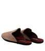 Dolce & Gabbana Beige Capra Suede Slides Flat Slipper Shoes