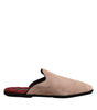 Dolce & Gabbana Beige Capra Suede Slides Flat Slipper Shoes