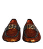 Dolce & Gabbana Orange Sequin Embellished Men Loafers Shoes