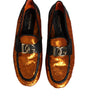 Dolce & Gabbana Orange Sequin Embellished Men Loafers Shoes