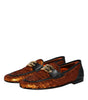 Dolce & Gabbana Orange Sequin Embellished Men Loafers Shoes