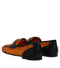 Dolce & Gabbana Orange Sequin Embellished Men Loafers Shoes