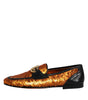 Dolce & Gabbana Orange Sequin Embellished Men Loafers Shoes