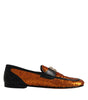 Dolce & Gabbana Orange Sequin Embellished Men Loafers Shoes