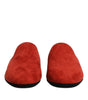 Dolce & Gabbana Orange Suede Slides Flat Slipper Shoes