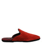 Dolce & Gabbana Orange Suede Slides Flat Slipper Shoes