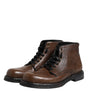 Dolce & Gabbana Brown Leather Lace Up Men Ankle Boots Shoes