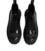 Dolce & Gabbana Black Leather Lace Up Mid Calf Boots Shoes
