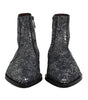Dolce & Gabbana Dark Gray Cotton Sequined Chelsea Boots Shoes