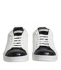 Dolce & Gabbana White Black Leather Portofino Sneaker Shoes
