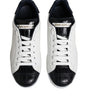 Dolce & Gabbana White Black Leather Portofino Sneaker Shoes