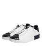 Dolce & Gabbana White Black Leather Portofino Sneaker Shoes