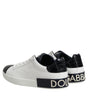 Dolce & Gabbana White Black Leather Portofino Sneaker Shoes