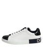 Dolce & Gabbana White Black Leather Portofino Sneaker Shoes