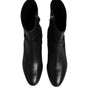 Dolce & Gabbana Black Leather Flats Logo Short Boots Shoes