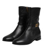 Dolce & Gabbana Black Leather Flats Logo Short Boots Shoes