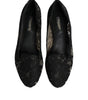 Dolce & Gabbana Black Taormina Lace Slip On Flats Shoes